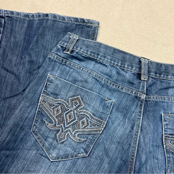 Avirex Jeans Men 36x32 Dark Wash Embroidered Y2K Style Baggy Vtg 2000s 36x30 Act - Picture 10 of 10